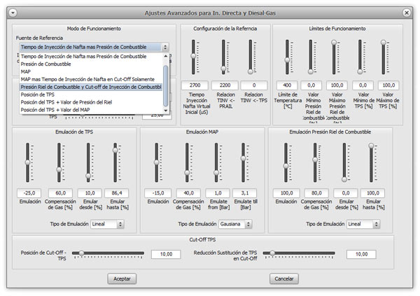 AX PRO DIESEL GAS Pantalla Configuración